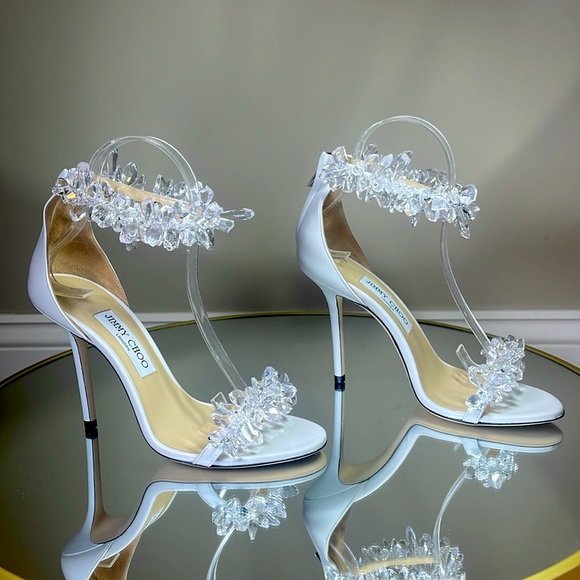 Jimmy Choo Maisel 100 Crystal Embellished heeled sandals sz 38 - Picture 7 of 17
